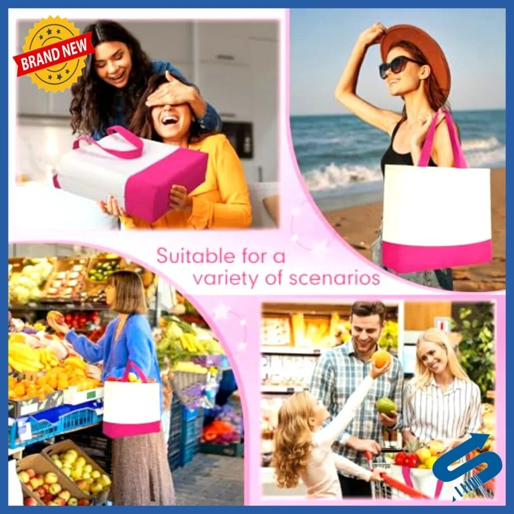 Canvas Tote Bags Bulk with Zipper Cosmetic Bags Reusable Shopping Bags